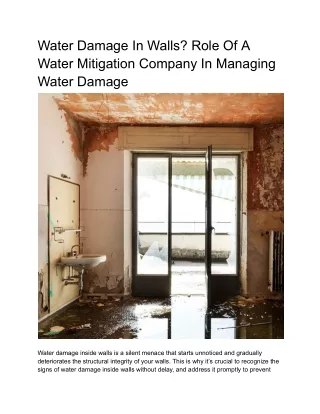 Water Damage In Walls_ Role Of A Water Mitigation Company In Managing Water Damage