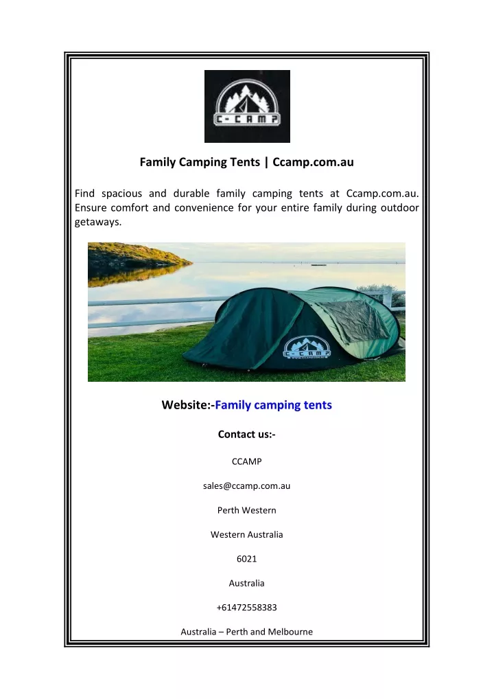 family camping tents ccamp com au