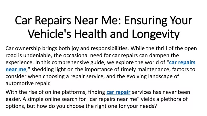 car repairs near me ensuring your vehicle s health and longevity