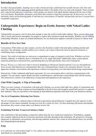 Unforgettable Encounters: Embark on a Sexual Journey with Naked Ladies Chatting