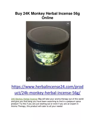 Buy 24K Monkey Herbal Incense 56g Online