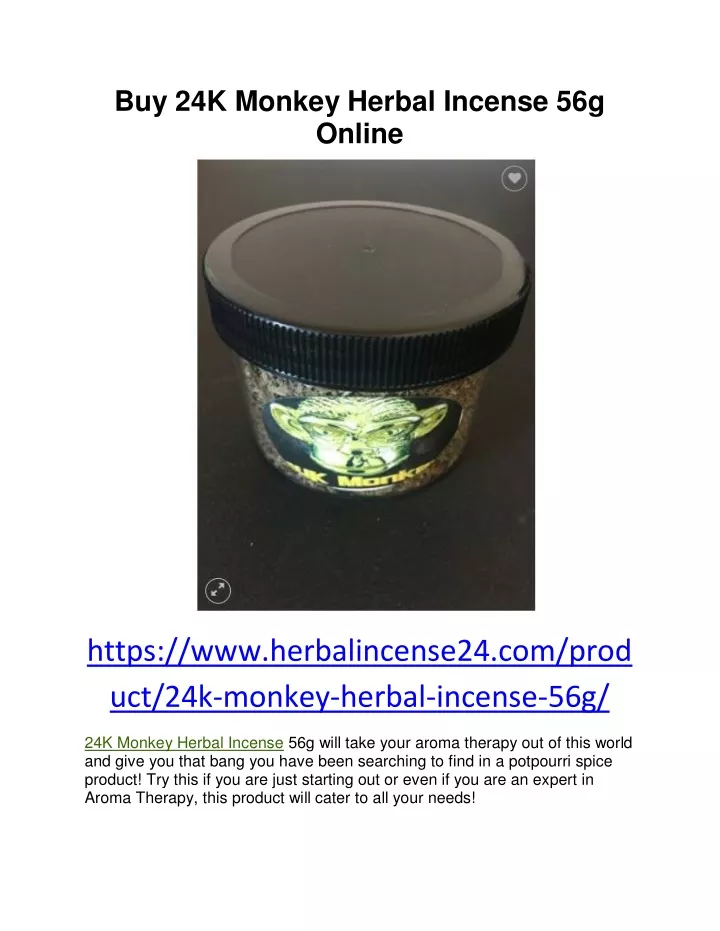 buy 24k monkey herbal incense 56g online