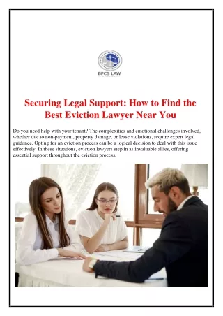 Securing Legal Support: How to Find the Best Eviction Lawyer Near You