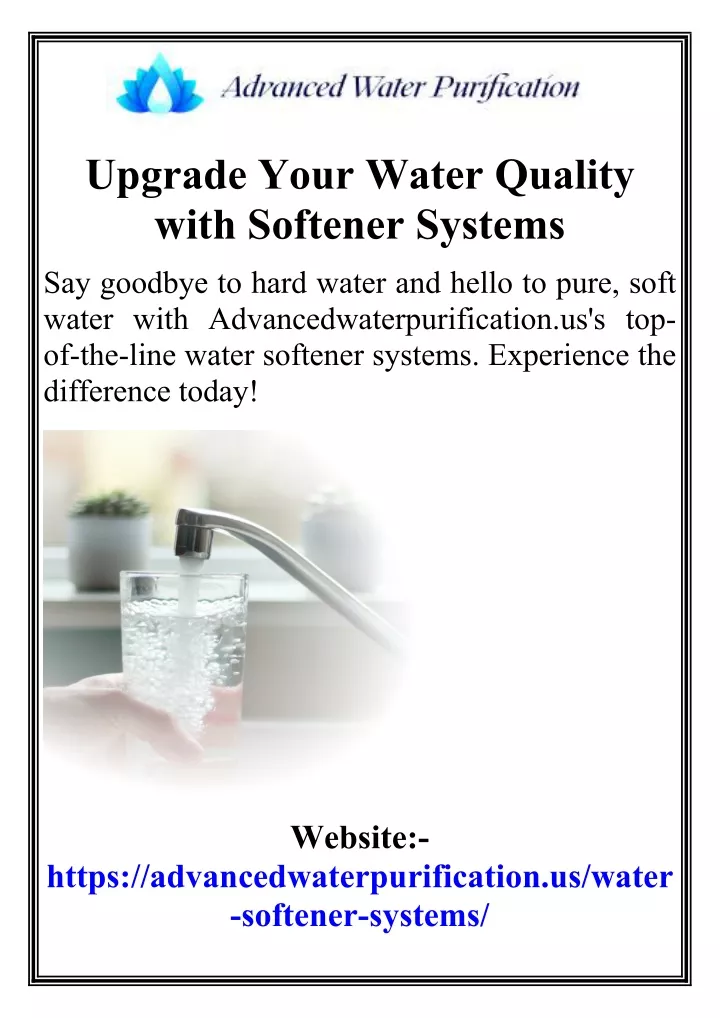 upgrade your water quality with softener systems