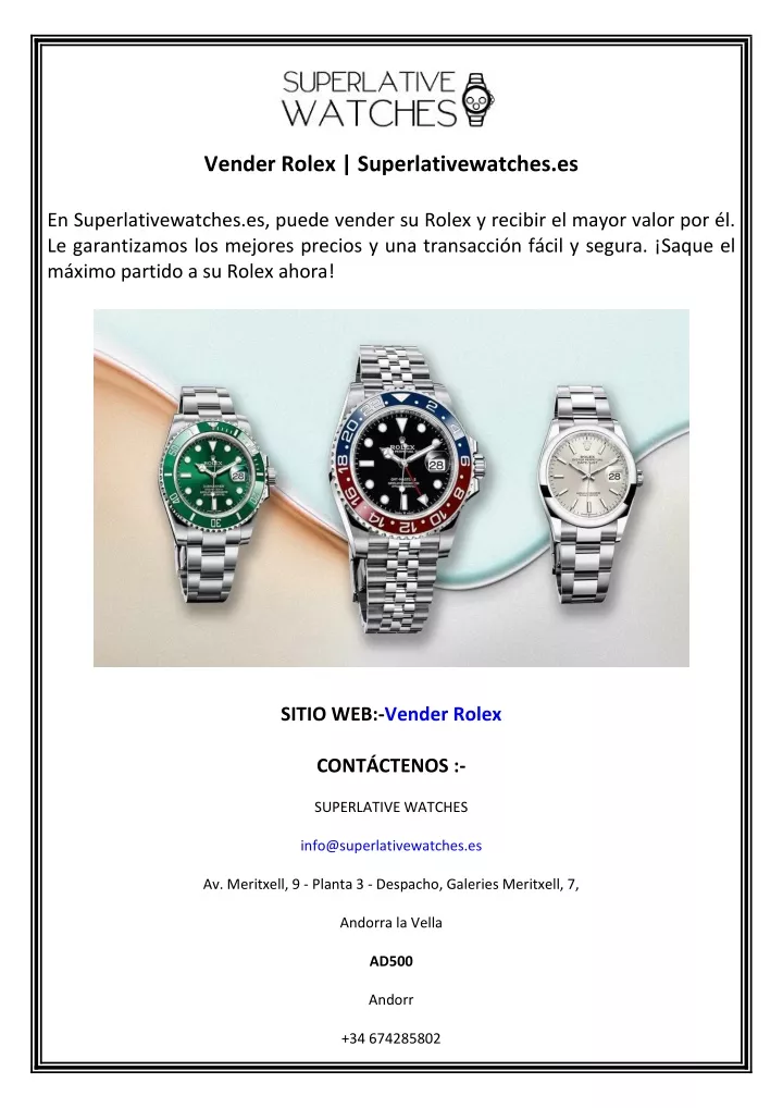 vender rolex superlativewatches es