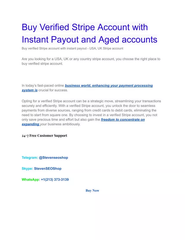 buy verified stripe account with instant payout