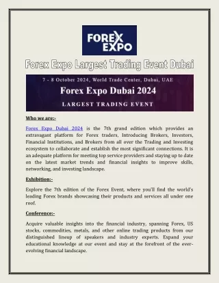 Forex Expo Largest Trading Event Dubai