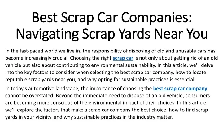 best scrap car companies navigating scrap yards near you