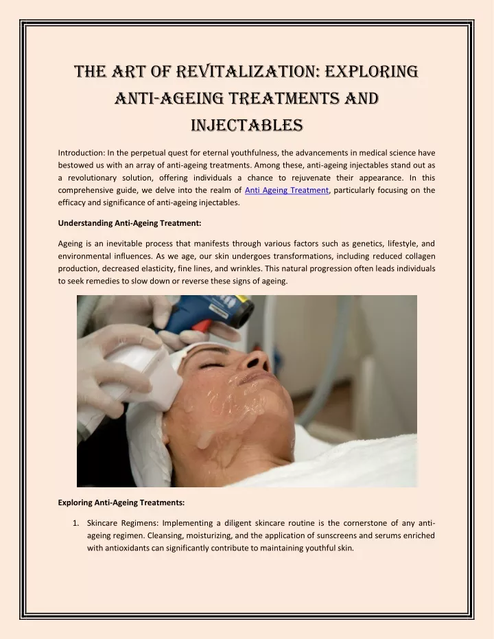 the art of revitalization exploring anti ageing