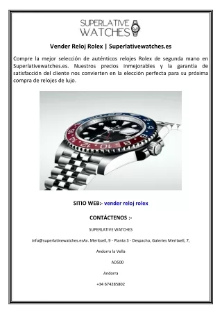 Vender Reloj Rolex  Superlativewatches.es