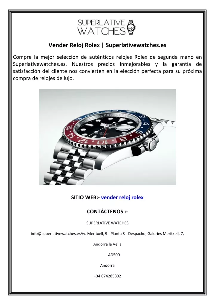 vender reloj rolex superlativewatches es