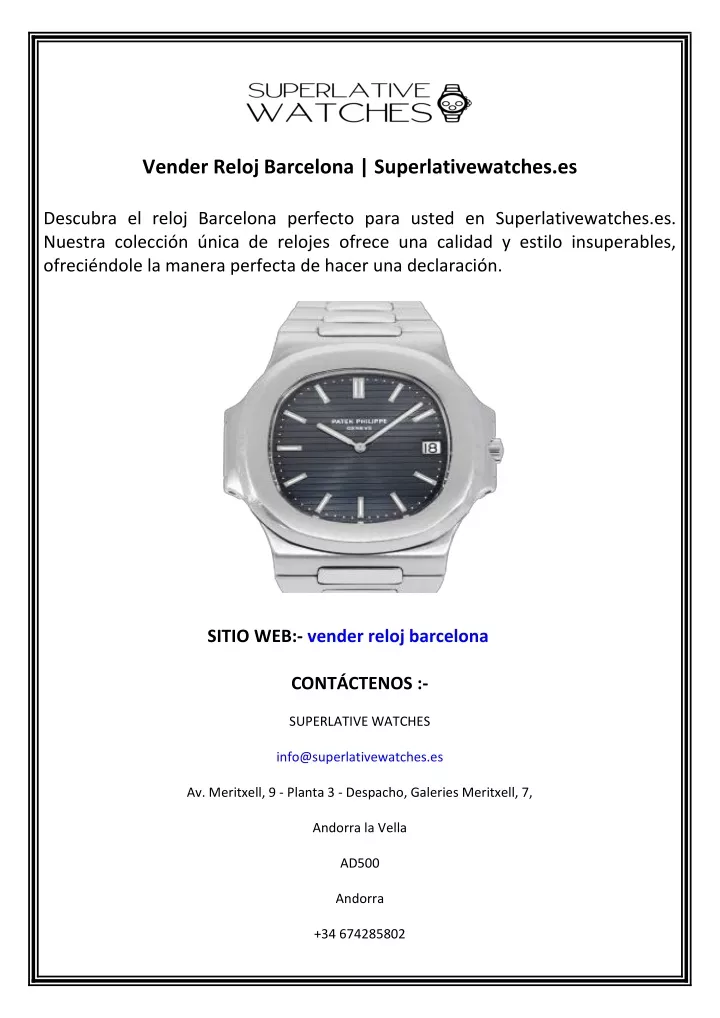 vender reloj barcelona superlativewatches es