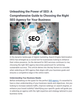 Unleashing the Power of SEO_ A Comprehensive Guide to Choosing the Right SEO Agency for Your Business