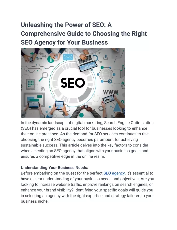 unleashing the power of seo a comprehensive guide