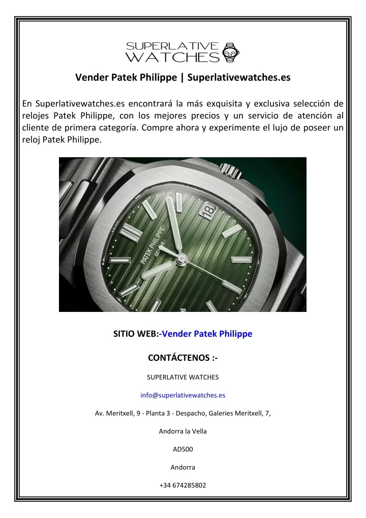 vender patek philippe superlativewatches es