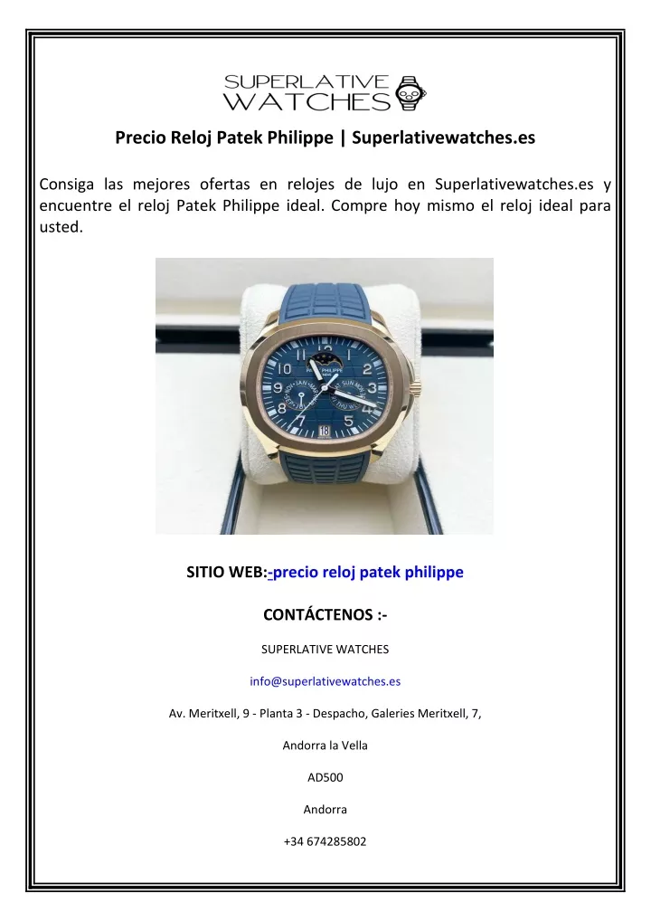 precio reloj patek philippe superlativewatches es