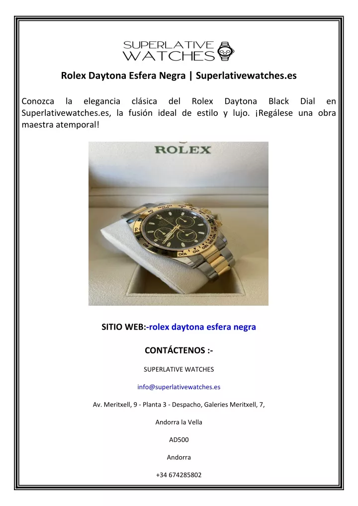 rolex daytona esfera negra superlativewatches es