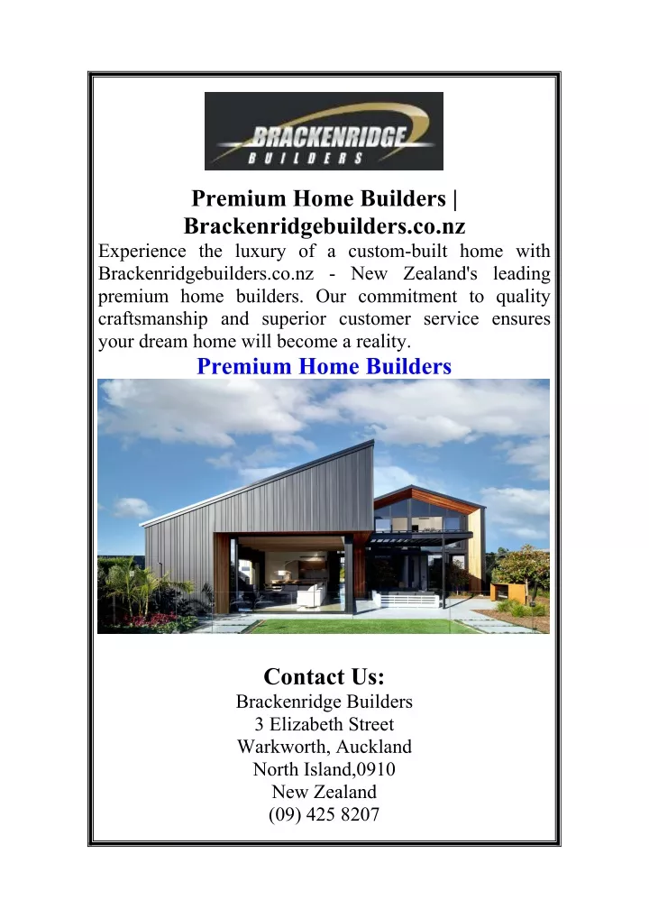 premium home builders brackenridgebuilders