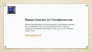 Human Generator Ai  Unrealperson.com