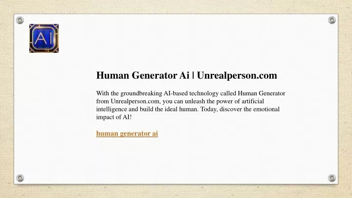 human generator ai unrealperson com with