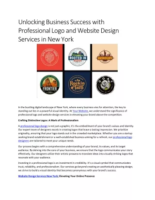 Unlocking Business Success with Professional Logo and Website Design Services in New York