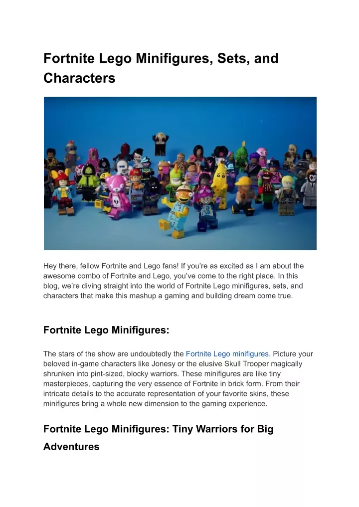 fortnite lego minifigures sets and characters