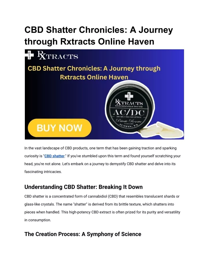 cbd shatter chronicles a journey through rxtracts