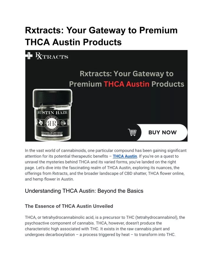 rxtracts your gateway to premium thca austin