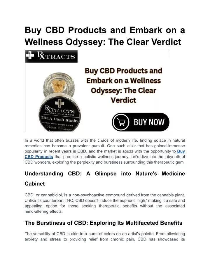 buy cbd products and embark on a wellness odyssey