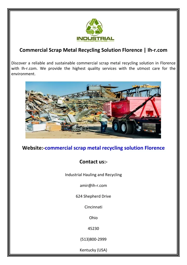 commercial scrap metal recycling solution