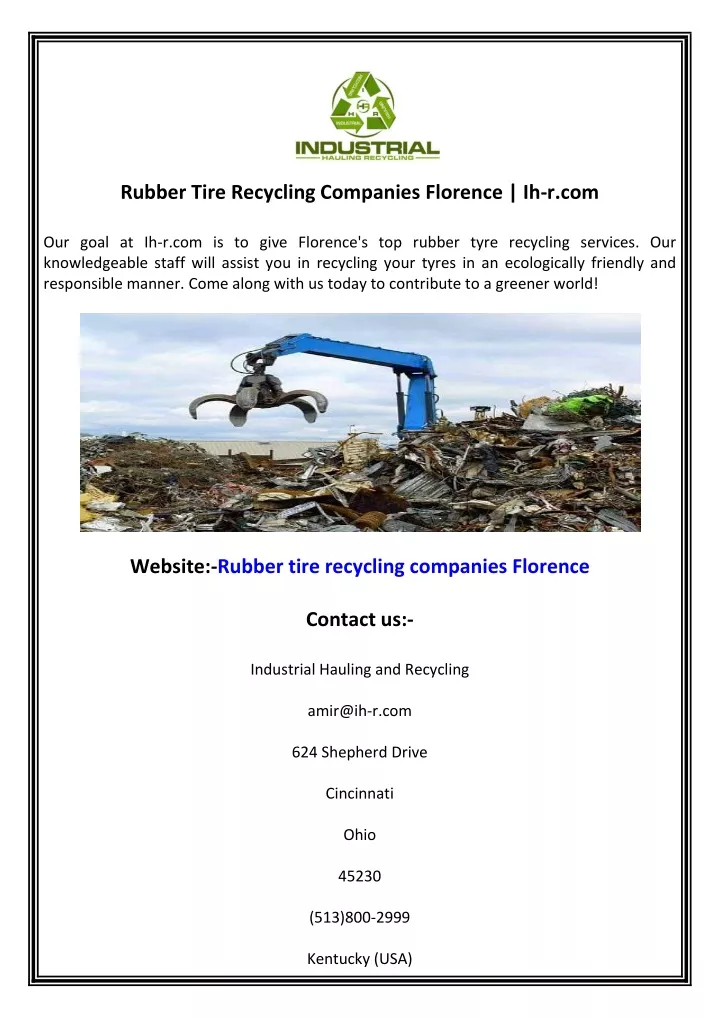 rubber tire recycling companies florence ih r com
