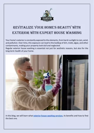 Revitalize Your Home Beauty with Exterior with Expert House Washing