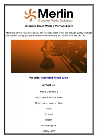 Extended Reach Wells  Merlinerd.com