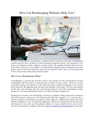 how can bookkeeping websites help you