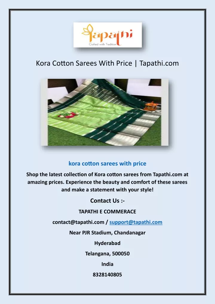 kora cotton sarees with price tapathi com