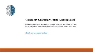 Check My Grammar Online  Zerogpt.com