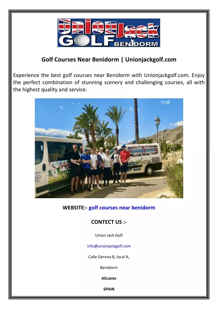 golf courses near benidorm unionjackgolf com