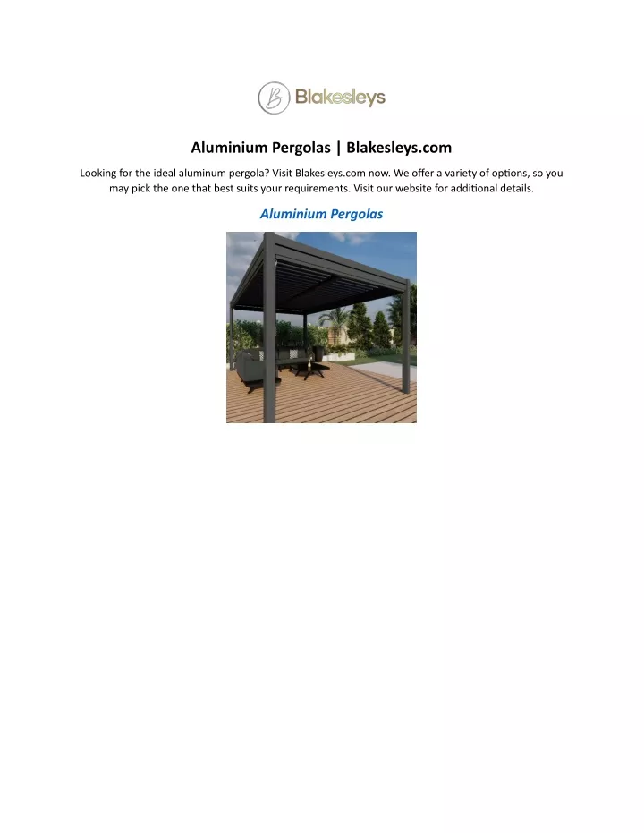 aluminium pergolas blakesleys com