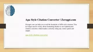 Apa Style Citation Converter  Zerogpt.com