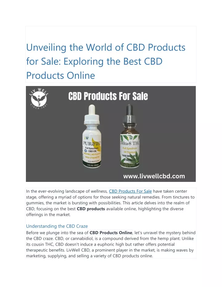unveiling the world of cbd products for sale