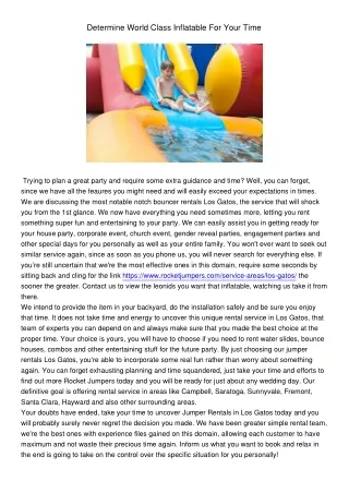 determine world class inflatable for your time
