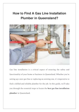 How to Find A Gas Line Installation Plumber in Queensland?