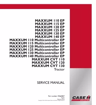 CASE IH MAXXUM 130 Multicontroller EP International Region F4DFE413AA Tractor Service Repair Manual