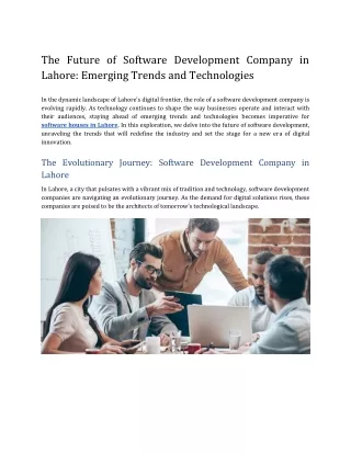 The Future of Software Development Company in Lahore: Emerging Trends and Techno