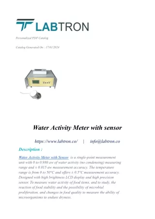 Water Activity Meter with sensor