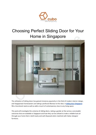 Choosing Perfect Sliding Door for Your Home in Singapore
