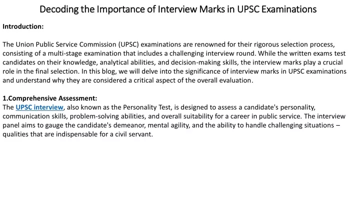 decoding the importance of interview marks