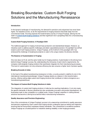 Breaking Boundaries_ Custom-Built Forging Solutions and the Manufacturing Renaissance