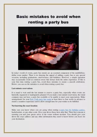 Basic mistakes to avoid when renting a party bus