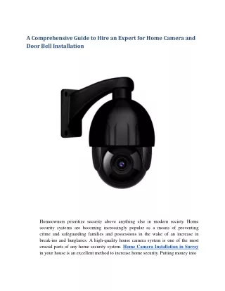 A Comprehensive Guide to Hire an Expert for Home Camera and Door Bell Installati